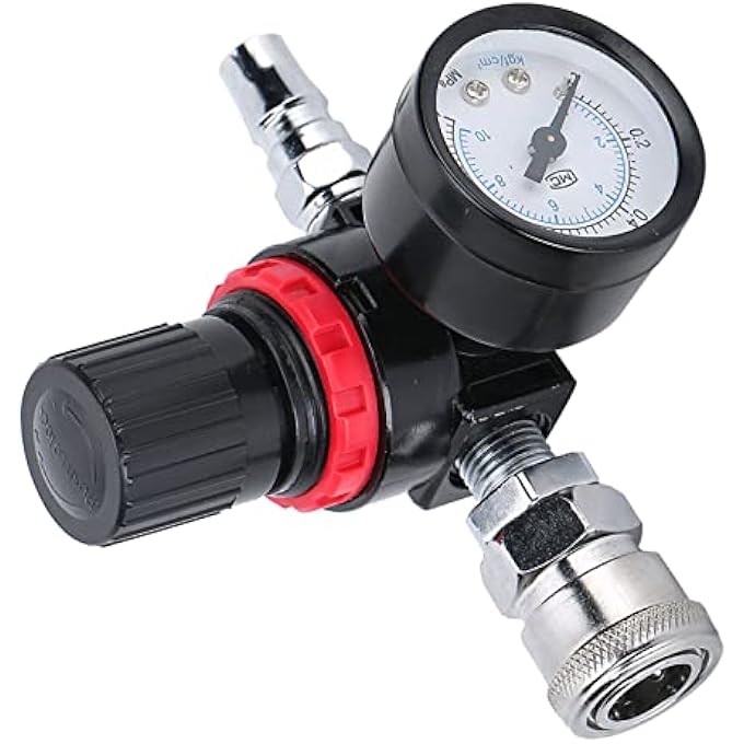 EUJGOOV AIR PRESSURE REGULATOR, METAL CONSTRUCTION, MAINTAINS CONSTANT PRESSURE FOR SPRAY GUNS, SIMPLE INSTALLATION WITH LOCKING ADJUSTMENT FOR AND PROFESSIONALS - Image 2